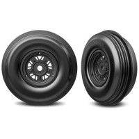 Traxxas kerék 3.2/4.9", Pro Scale® Sand Car fekete tárcsafék, bordázott gumiabroncsok (elöl) (pár). Teljesen ragasztva. Használj #10976 gyűrűket a kiegészítéshez.