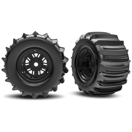 Traxxas kolo 3.6/4,7", disk Sand Car černý, pneu belted paddle (zadní) (pár)
