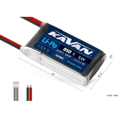 KAVAN Li-Po 850mAh/7,4V 40/80C 6,3Wh