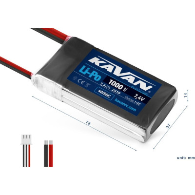 KAVAN Li-Po 1000mAh/7,4V 40/80C 7,4Wh