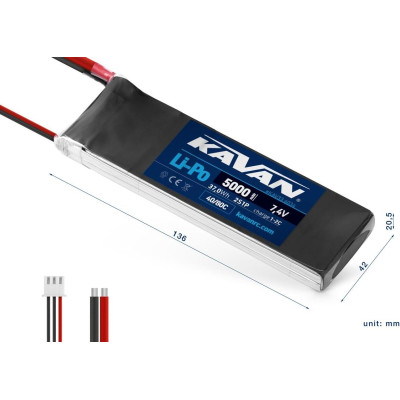 KAVAN Li-Po 5000mAh/7,4V 40/80C 37,0Wh