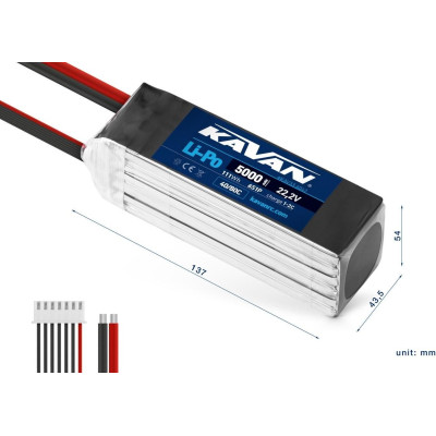 KAVAN Li-Po 5000mAh/22,2V 40/80C, 111Wh