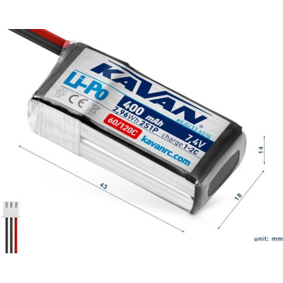 KAVAN - Li-Po 400 mAh/7,4 V 60/120C, 2,96 Wh