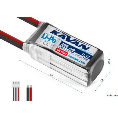 KAVAN - Li-Po 400 mAh/11,1 V 60/120C, 4,44 Wh