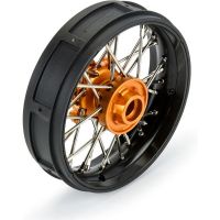 Tuning alkatrész RC motorkerékpár modellekhez Losi Promoto-SM: Pro-Line tárcsafék első Pro-Spec V2 Bead, alumínium, fekete/arany. Összeszerelt tárcsa eloxált alumínium küllős kerékkel, horganyzott acél küllőkkel és szerelési tartozékokkal.