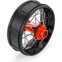 Tuning alkatrész RC motorkerékpár modellekhez Losi Promoto-SM: Pro-Line tárcsafék hátsó Pro-Spec V2 Bead, alumínium, fekete/piros. Összeszerelt tárcsa eloxált alumínium küllős kerékkel, horganyzott acél küllőkkel és szerelési tartozékokkal.