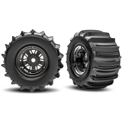 Traxxas kolo 3.6/4,7", disk Sand Car černý chrom, pneu belted paddle (zadní) (pár)