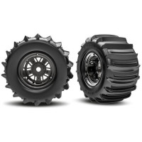 Traxxas kerék 3.6/4.7", Disc Pro Scale® Sand Car fekete krómozott, öves lapátkerekekkel (hátsó) (pár). Csomagtartó - 24 mm-es hatszögletű (hornyolt). Teljesen ragasztva. Használjon #10977 gyűrűket a kiegészítéshez.