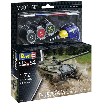 ModelSet military 63328 - T-55A/AM with KMT-6/EMT-5 Mine Plough (1:72)