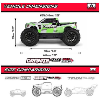 Arrma Granite Mega 665 1:10 4WD RTR modrá