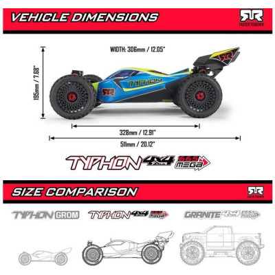 Arrma Typhon Mega 665 1:8 4WD RTR žlutá