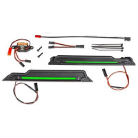 Traxxas LED háttérvilágítás zöld színben Traxxas Funco-hoz, ami kiegészíti az RC modell lenyűgöző megjelenését. A Nerf oldalsó küszöblécekbe integrált színes LED-világítás stílusosan megvilágítja a modell alatti utat. A csomag tartalmaz egy 3V-os tápegységet és szerelési tartozékokat.