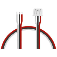 Mikro JST csatlakozó. 1,25 mm-es tűrámpa, apa (szervo ellendarab). 7 cm hosszú kábel. 5 darab csomagonként. Csatlakoztatáskor ügyelni kell a vevő és a szervomotor helyes polaritására.