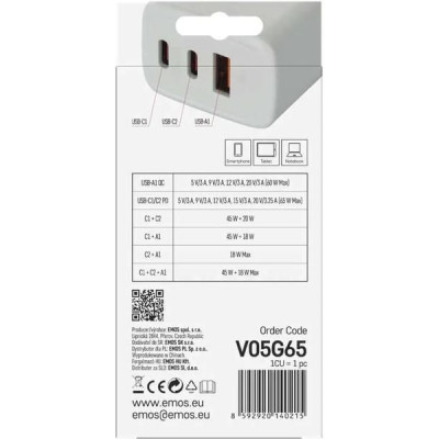 Síťový USB adaptér (zdroj) GaN PD 65W