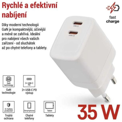 Síťový USB adaptér (zdroj) GaN PD 35W