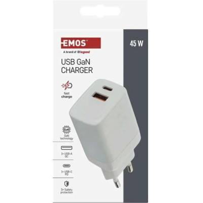 Síťový USB adaptér (zdroj) GaN PD 45W