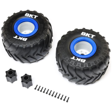 Losi kolo 2.6" s pneu BKT Monster Truck Tire, střední vložka, beadlock modrý (2): LMT 2.0