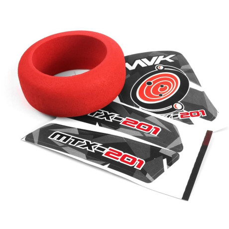 Mechový kroužek volantu vysílače MTX-201 a červené samolepky