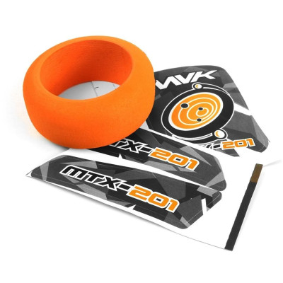 Mechový kroužek volantu vysílače MTX-201 a oranžové samolepky