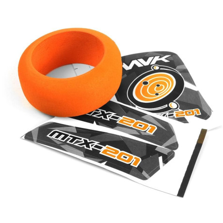 Mechový kroužek volantu vysílače MTX-201 a oranžové samolepky