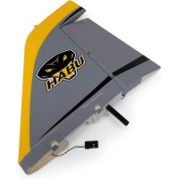 E-flite Habu XS 80 RC modellrepülőgép alkatrésze: függőleges kormánylapát oldalkormánnyal, LED-del és karbon rugóstaggal.