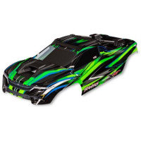 Traxxas Mini XRT test zöld. Befejezetten festett karosszéria, felhelyezett matricák, beleértve a rögzítőelemeket a patentek nélkül.