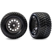 Komplett első kerekek Traxxas Mini XRT RC autóhoz. Szénszürke tárcsa Gravix gumikkal, habszivacs betéttel. Tárcsa átmérője 2,1" (külső) / 2,6" (belső).
