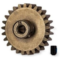 Traxxas fogaskerék 3,17 mm-es tengelyen, 25 foggal és 32DP hajtómű modullal RC autómodellekhez. Szinterezett acélból készült. A rögzítőcsavar a csomag része.