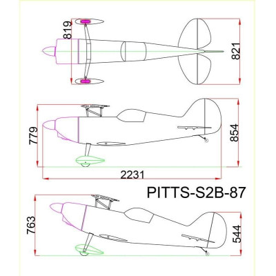 73" Pitts S2B Žlutý (1,85m)