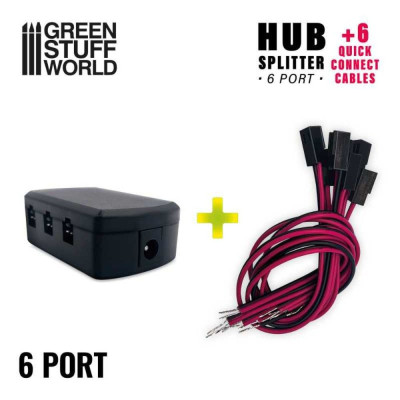 6 portos HUB elosztó + 6 gyorscsatlakozós kábel