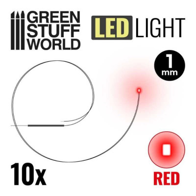 PIROS LED-ek - 1 mm / PIROS LED diódák - 1 mm 10 db