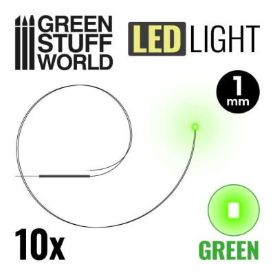 ZÖLD LED-ek - 1 mm / 10 db ZÖLD LED dióda - 1 mm