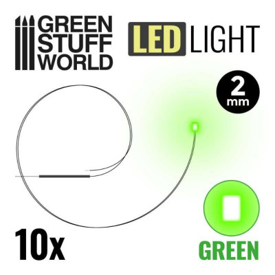 ZÖLD fényű LED-ek - 2 mm / 10 db ZÖLD LED dióda - 2 mm