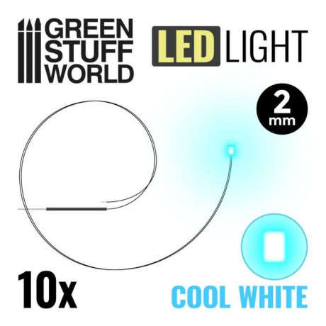 HŰVÖS FEHÉR LED-EK - 2 mm / 10 db HŰVÖS FEHÉR LED dióda
