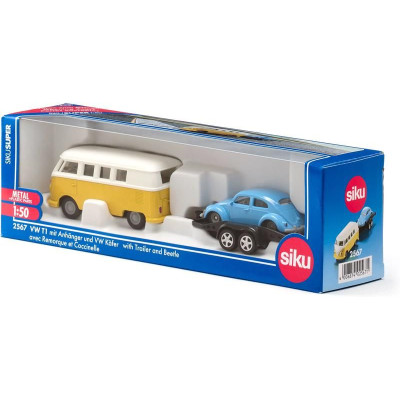 SIKU Super - Volkswagen T1 s tahačem a Beetlem 1:50