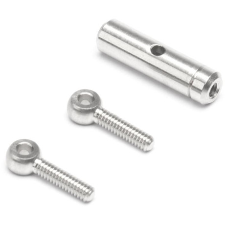 Mosazný poniklovaný napínák M2, délka 20-28mm, očka vnitřní vrtání 1,7mm, 100 ks.