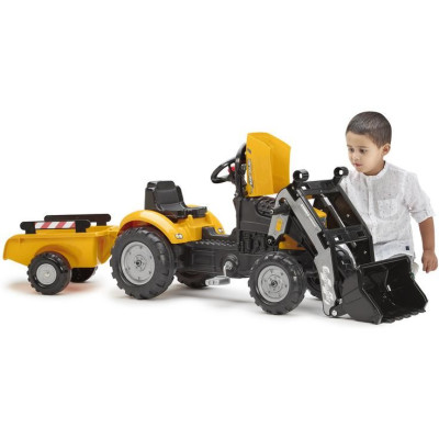 FALK - Šlapací traktor Super Builder s nakladačem a vlečkou