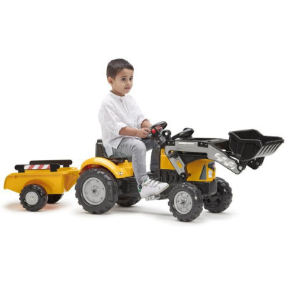 FALK - Šlapací traktor Super Builder s nakladačem a vlečkou
