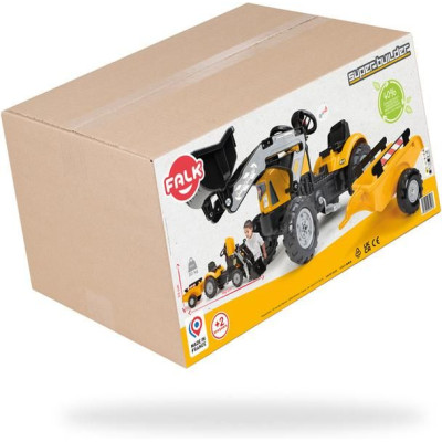 FALK - Šlapací traktor Super Builder s nakladačem a vlečkou