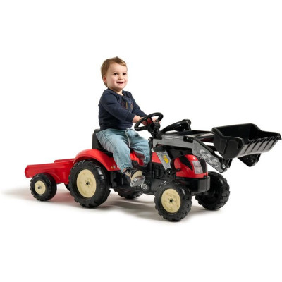 FALK - Šlapací traktor Kiddy Farm s nakladačem a vlečkou