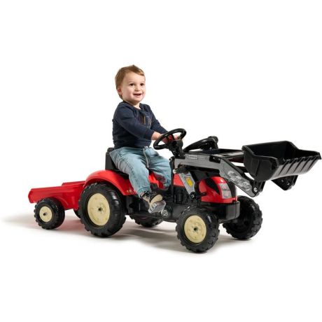 FALK - Šlapací traktor Kiddy Farm s nakladačem a vlečkou