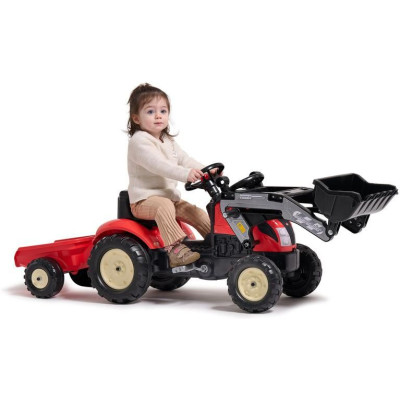 FALK - Šlapací traktor Kiddy Farm s nakladačem a vlečkou