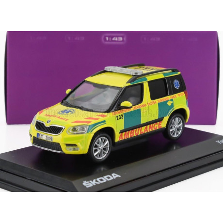 ABREX ŠKODA YETI SUV FACELIFT (RESTYLING) DOKTOR 233 AMBULANCE 2013 - YELLOW GREEN 1/43