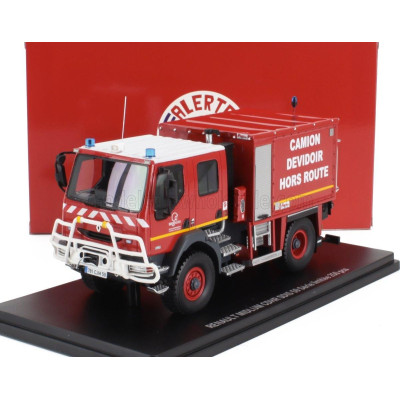 ALERTE RENAULT MIDLUM TANKER TRUCK CDHR SDIS 59 CAMION DEVIDOIR HORS ROUTE SAPEURS POMPIERS 2007 - RED YELLOW 1/43