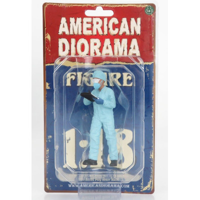 AMERICAN DIORAMA FIGURES MAN - HAZMAT CREW FIGURE VI - LIGHT BLUE 1/18