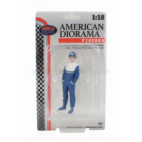 AMERICAN DIORAMA FIGURES MAN RACING LEGEND 90s-A - BLUE WHITE 1/18