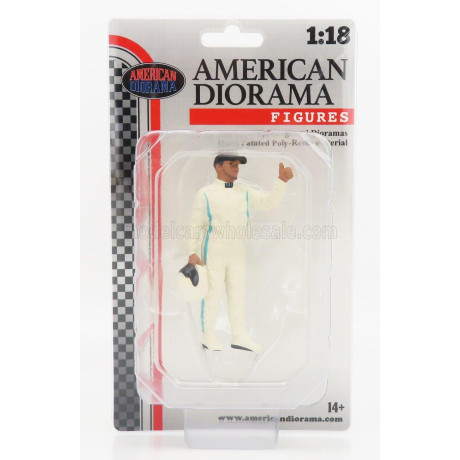 AMERICAN DIORAMA FIGURES MAN RACING LEGEND 2000s-A - WHITE GREEN 1/18