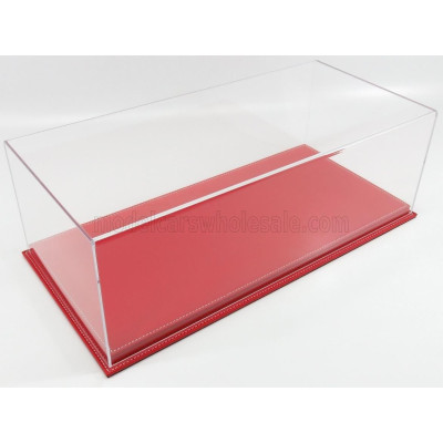 ATLANTIC VETRINA DISPLAY BOX MOLHOUSE BASE IN PELLE ROSSA - LEATHER BASE RED - Lungh.LENGHT cm 51 X Largh.WIDTH cm 24 X Alt.HEIG