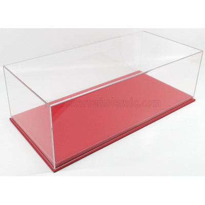 ATLANTIC VETRINA DISPLAY BOX MOLHOUSE BASE IN PELLE ROSSA - LEATHER BASE RED - Lungh.LENGHT cm 65.0 X Largh.WIDTH cm 31.0 X Alt.