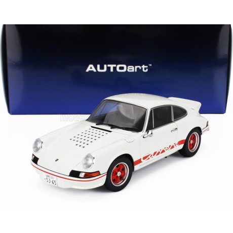 AUTOART PORSCHE 911 CARRERA RS 1973 -  THE CIRCUIT WOLF - (RIVAL) SAKON HAYASE - MANGA MOVIE - WHITE RED 1/18